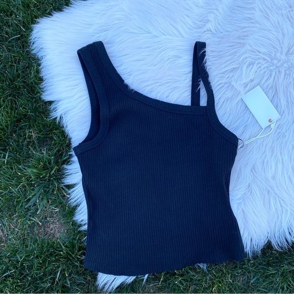Good American Asymmetrical Rib Tank Top 1/Small - Picture 2 of 7